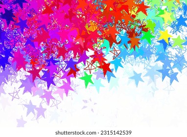 Pink claro, azul vectorial fondo con estrellas pequeñas y grandes. Ilustración abstracta geométrica moderna con estrellas. Patrón para anuncios futuristas, folletos.