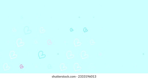 Light Pink, Blue vector backdrop with sweet hearts. Colorful feminism symbols with a gradient in modern style. Elegant design for wallpapers.