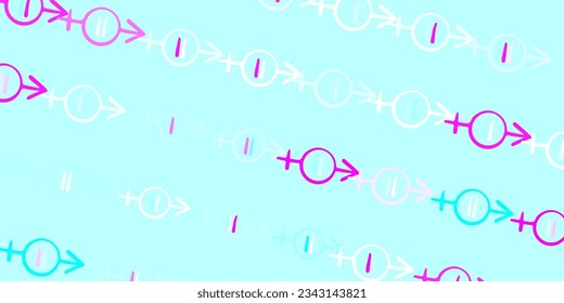 Light Pink, Blue vector backdrop with women power symbols. Simple design in abstract style with women rights activism. Elegant design for wallpapers.