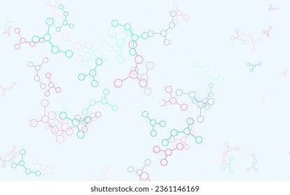 Fondo vector azul rosa claro con datos de inteligencia artificial. Ilustración brillante con formas de IA en una plantilla abstracta. Patrón de ciencia, diseños futuristas.