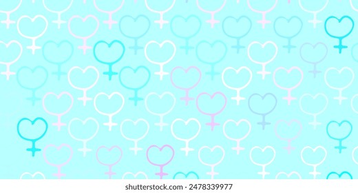 Light Pink, Blue vector backdrop with woman's power symbols. Abstract illustration with a depiction of women's power. Background for International Women’s Day.