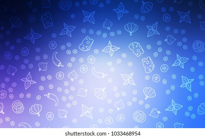Light Pink, Blue vector background with tasty food. Fast Food on blurred abstract background with colorful gradient. Design for ad, poster, banner of cafes or restaurants.