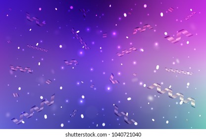 Light Pink, Blue vector background with xmas confetti. Glitter abstract illustration with colorful confetti, ribbons. The template can be used as a background for postcards.