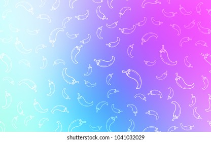 Light Pink, Blue vector background with spicy peppers. Illustration with set of fresh peppers in doodle style. Doodle design for your business advert of cafes.