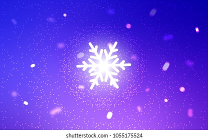 Light Pink, Blue vector background with xmas snowflakes. Snow on blurred abstract background with gradient. The pattern can be used for year new  websites.