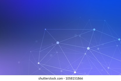 Light Pink, Blue vector background with dots and lines. Glitter abstract illustration with connection of triangle structure. Completely new template for your brand book.