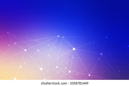 Light Pink, Blue vector background with dots and lines. Design with connection of dots and lines on colorful background. Beautiful design for your business advert.