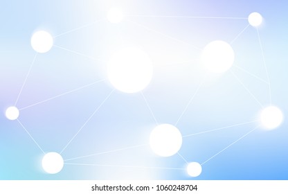 Light Pink, Blue vector background with dots and lines. Glitter abstract illustration with connection of triangle structure. Pattern can be used for beautiful websites.