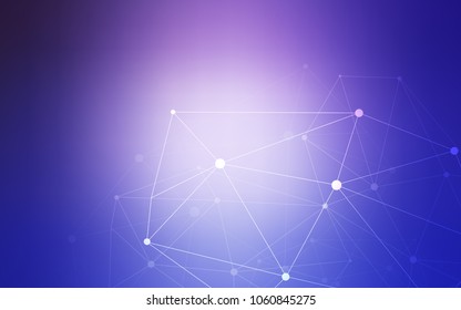 Light Pink, Blue vector background with dots and lines. Modern abstract colorful illustration with spheres and lines. Pattern can be used as texture of wallpapers.