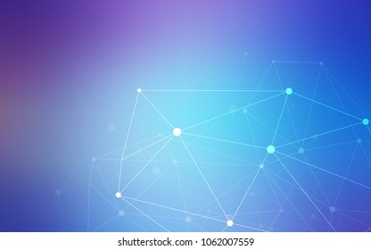 Light Pink, Blue vector background with dots and lines. Design with connection of dots and lines on colorful background. Beautiful design for your business advert.