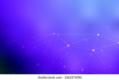 Light Pink, Blue vector background with bubbles, lines. Design with connection of dots and lines on colorful background. Pattern can be used as texture of wallpapers.