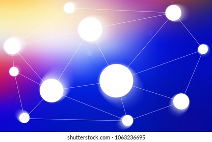 Light Pink, Blue vector background with dots and lines. Modern abstract colorful illustration with spheres and lines. Pattern can be used for futuristic ad, booklets.