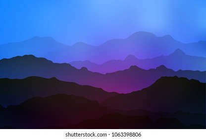 Light Pink, Blue vector background with bent lines. Creative geometric illustration in mountain style with gradient. Mountain style for your business design.