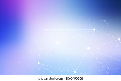 Light Pink, Blue vector background with dots and lines. Colorful illustration with circles and lines in futuristic style. Pattern can be used as texture of wallpapers.