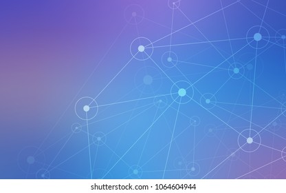 Light Pink, Blue vector background with bubbles, lines. Abstract illustration with colorful discs and triangles. New design for ad, poster, banner of your website.