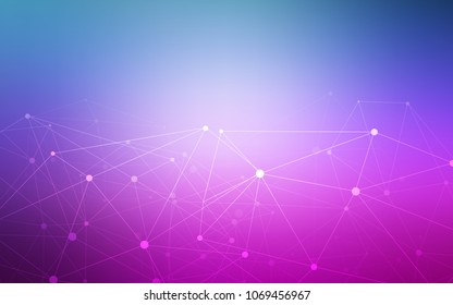 Light Pink, Blue vector background with dots and lines. Design with connection of dots and lines on colorful background. Pattern can be used for ads, leaflets.