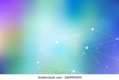 Light Pink, Blue vector background with dots and lines. Modern abstract colorful illustration with spheres and lines. Pattern can be used as texture of wallpapers.