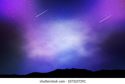 Light Pink, Blue vector background with galaxy stars. Shining colored illustration with bright astronomical stars. Template for cosmic backgrounds.