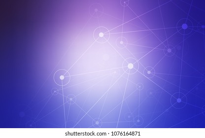 Light Pink, Blue vector background with bubbles, lines. Glitter abstract illustration with connection of triangle structure. Beautiful design for your business advert.
