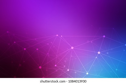 Light Pink, Blue vector background with bubbles, lines. Glitter abstract illustration with connection of triangle structure. Completely new template for your brand book.