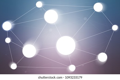 Light Pink, Blue vector background with dots and lines. Modern abstract colorful illustration with spheres and lines. Pattern can be used for futuristic ad, booklets.