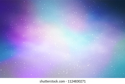 Light Pink, Blue vector background with galaxy stars. Shining colored illustration with bright astronomical stars. Best design for your ad, poster, banner.