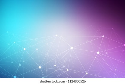 Light Pink, Blue vector background with dots and lines. Colorful illustration with circles and lines in futuristic style. Pattern can be used for ads, leaflets.
