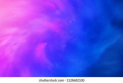 Light Pink, Blue vector background with galaxy stars. Blurred decorative design in simple style with galaxy stars. Template for cosmic backgrounds.