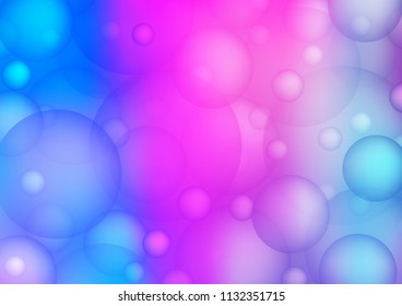 Light Pink, Blue vector background with bubbles. Blurred bubbles on abstract background with colorful gradient. New design for ad, poster, banner of your website.