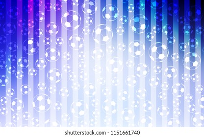 Light Pink, Blue vector background with soccer balls. Illustration with set of soccer balls on gradiental backdrop. Pattern for ads of football championship.
