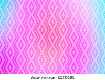 Light Pink, Blue vector background with lines, rhombuses. Colorful lines, squares on abstract background with gradient. Best design for your ad, poster, banner.