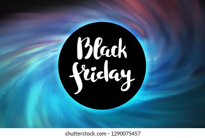 Light Pink, Blue vector background with a black hole, sky. Colorful illustration of a black hole on a starry backdrop. Pattern for posters, banners of sales.