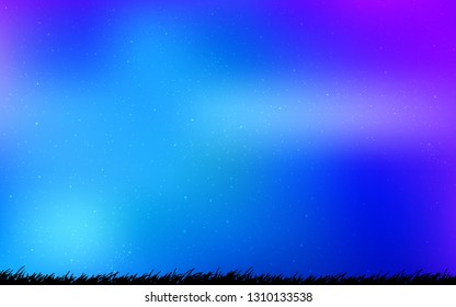 Light Pink, Blue vector background with astronomical stars. Space stars on blurred abstract background with gradient. Pattern for futuristic ad, booklets.