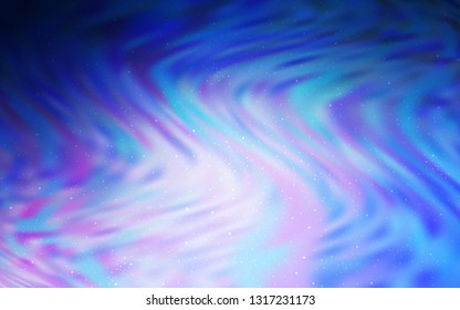 Light Pink, Blue vector background with galaxy stars. Blurred decorative design in simple style with galaxy stars. Template for cosmic backgrounds.