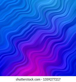 Light Pink, Blue vector background with wry lines. Abstract illustration with bandy gradient lines. Pattern for websites, landing pages.