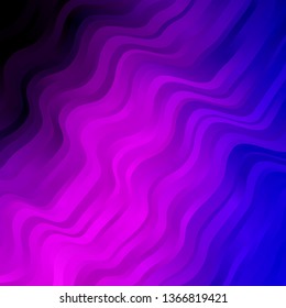 Light Pink, Blue vector background with curved lines. Colorful illustration in circular style with lines. Pattern for commercials, ads.