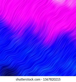 Light Pink, Blue vector background with bent lines. Colorful illustration in abstract style with bent lines. Template for cellphones.