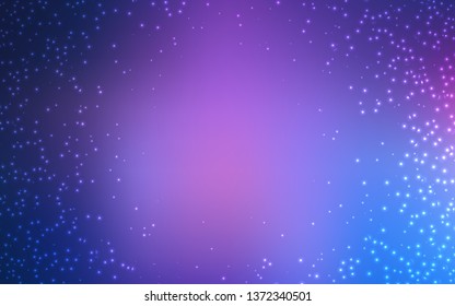 Light Pink, Blue vector background with astronomical stars. Shining colored illustration with bright astronomical stars. Template for cosmic backgrounds.