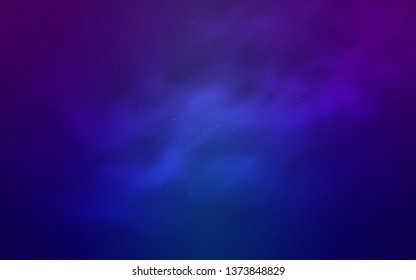 Light Pink, Blue vector background with galaxy stars. Glitter abstract illustration with colorful cosmic stars. Template for cosmic backgrounds.