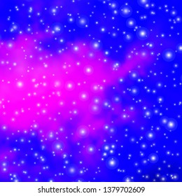 Light Pink, Blue vector background with small and big stars. Blur decorative design in simple style with stars. Best design for your ad, poster, banner.