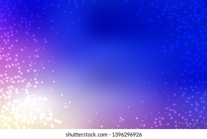 Light Pink, Blue vector background with astronomical stars. Glitter abstract illustration with colorful cosmic stars. Best design for your ad, poster, banner.