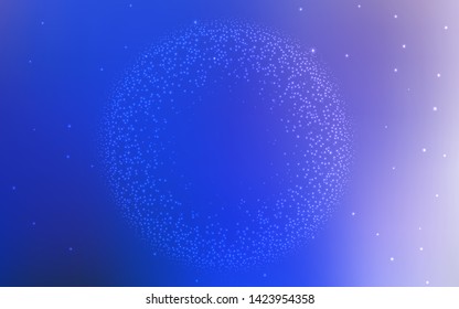 Light Pink, Blue vector background with astronomical stars. Blurred decorative design in simple style with galaxy stars. Template for cosmic backgrounds.