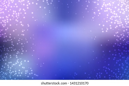 Light Pink, Blue vector background with galaxy stars. Space stars on blurred abstract background with gradient. Template for cosmic backgrounds.