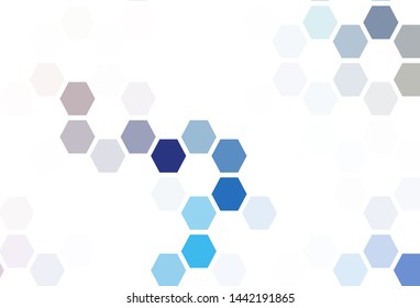 Light Pink, Blue vector background with hexagons. Colorful hexagons on blur backdrop. Pattern for your ad, booklets.