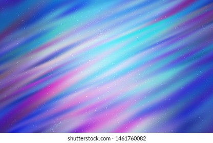 Light Pink, Blue vector background with galaxy stars. Glitter abstract illustration with colorful cosmic stars. Template for cosmic backgrounds.