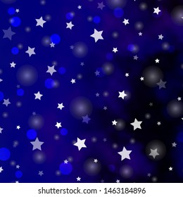 Light Pink, Blue vector background with circles, stars. Illustration with set of colorful abstract spheres, stars. Design for wallpaper, fabric makers.