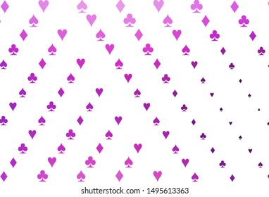 Light Pink, Blue vector background with cards signs. Blurred decorative design of hearts, spades, clubs, diamonds. Pattern for leaflets of poker games, events.