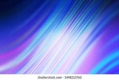 Light Pink, Blue vector background with astronomical stars. Glitter abstract illustration with colorful cosmic stars. Best design for your ad, poster, banner.