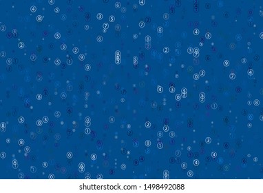 Light Pink, Blue vector background with signs of numerals. Blurred design in simple style with collection of numerals. Best design a poster, banner of a math college.