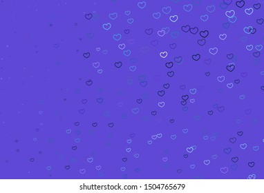 Light Pink, Blue vector background with Shining hearts. Hearts on blurred abstract background with colorful gradient. Pattern for valentine's ad, booklets.